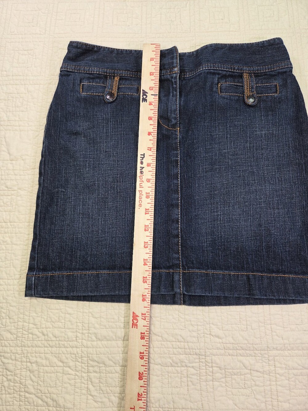 Ann Taylor LOFT Denim Skirt Womens Size 2 Blue Cotton Blend Pockets Short - Picture 3 of 11